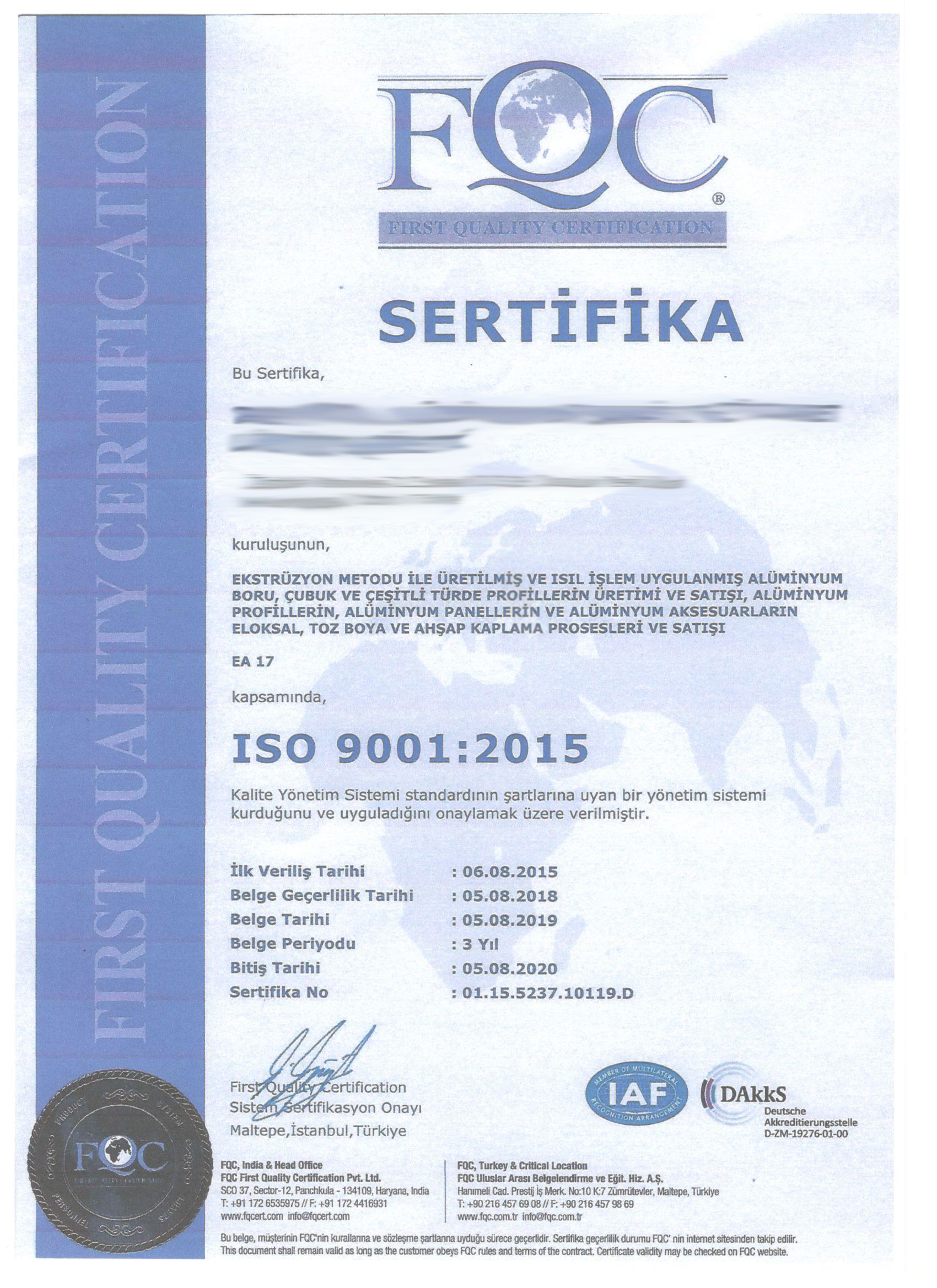 Supplier Quality Certificates